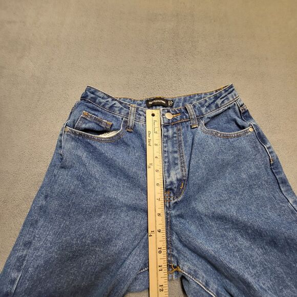 Pretty Little Thing Jeans Womens 4 Blue Boot Cut Distressed Stretch Denim - Picture 7 of 10